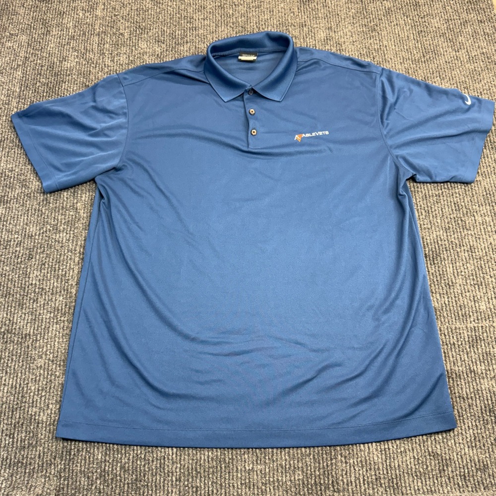 Nike Golf Mens Size XXL Blue Dri-FIT Short Sleeve AbleVets Polo Shirt